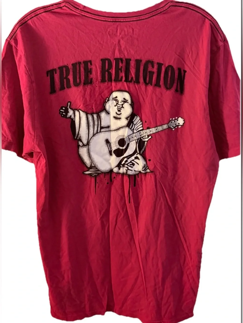True Religion‎ Mens Red Graphic T-Shirt Short Sleeve Horseshoe Logo medium